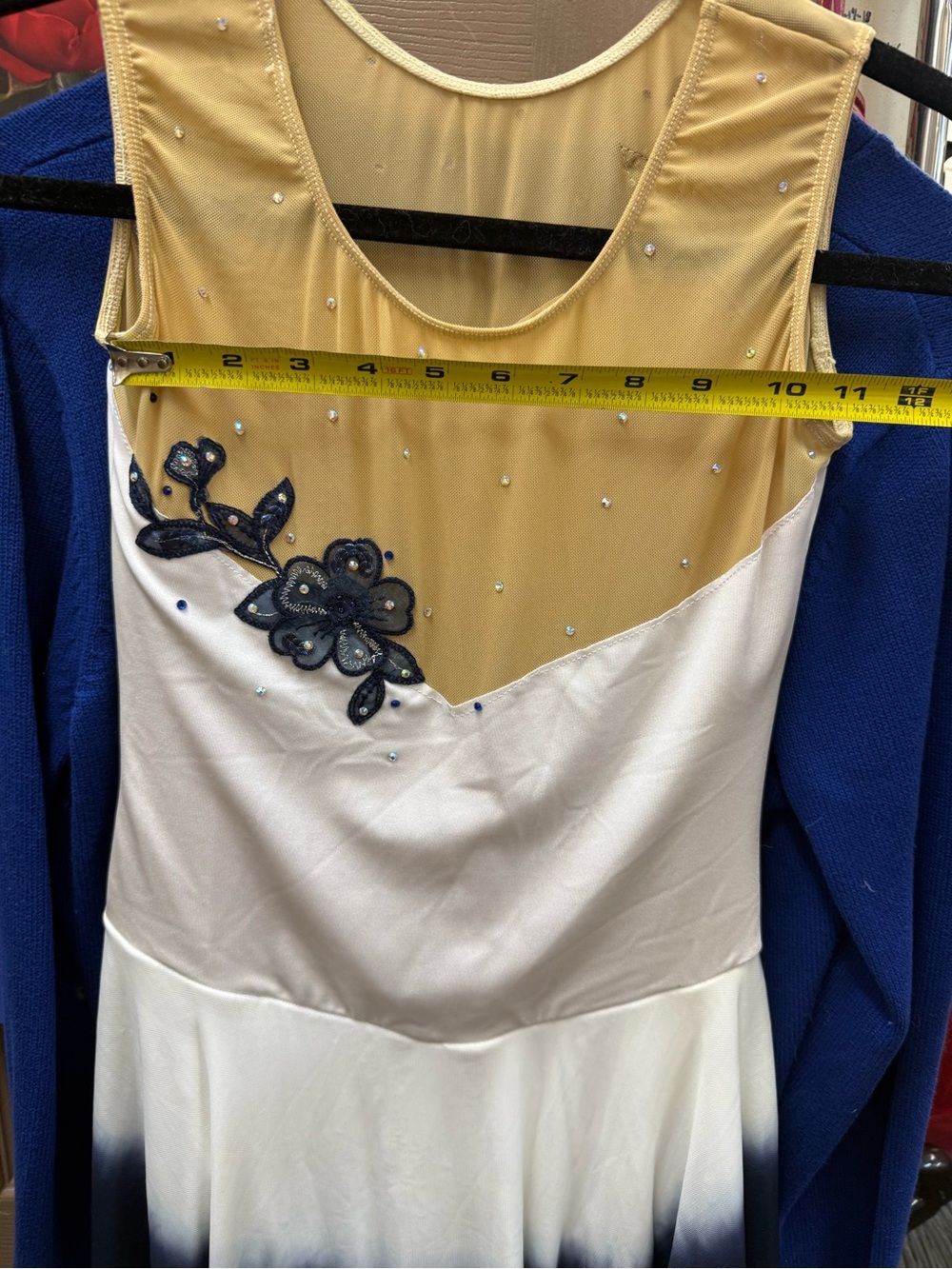 Ice Fairy Figure Skating Dress With Flower Embroidery - Picture 9 of 11